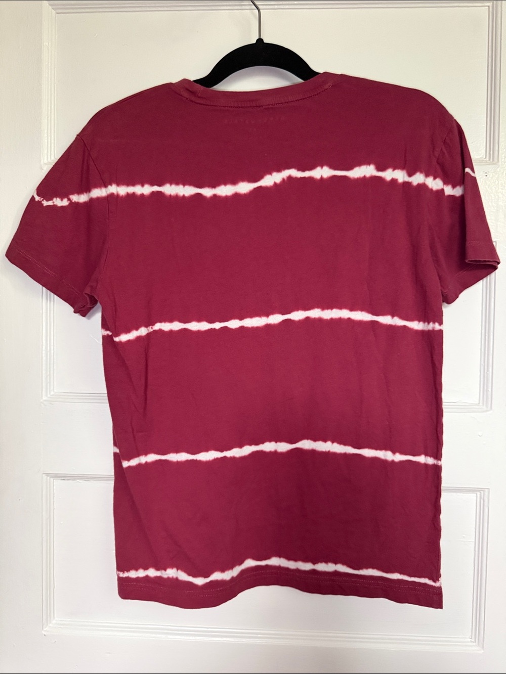 Aeropostale Women's Maroon Tie-Dye Stripe Short Sleeve Cotton Tee Size X Small - Picture 6 of 6